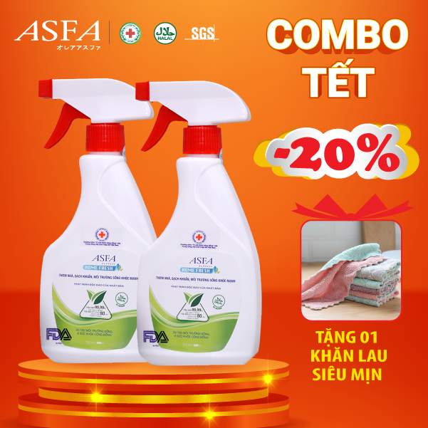 [Combo 2 Chai] Nước Xịt kháng khuẩn, Khử Mùi Dành Cho Gia Đình Asfa Home Fresh 500ml