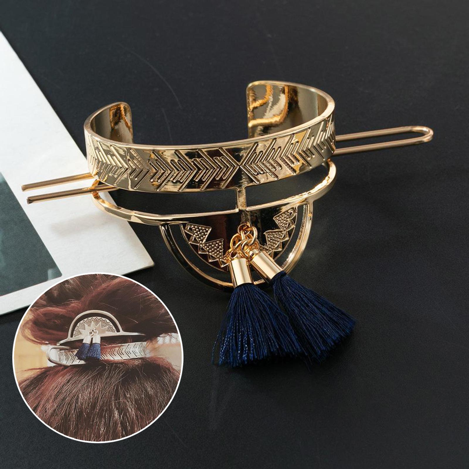 Metal Hair Stick Tassel Chopsticks  Hair Pins for Women Girl Gold