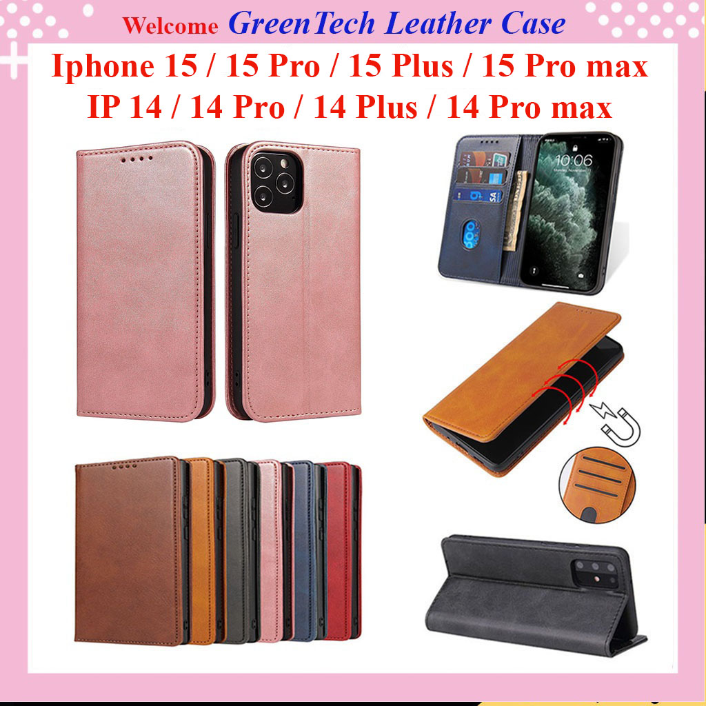 Bao da dành cho điện thoại Iphone 15, 15 pro, IP 15 Plus, 15 pro max, IP 14, 14 pro, IP 14 Plus, 14 pro max dạng ví cao cấp, kiểu dáng thời trang có ngăn đựng thẻ tiện lợi