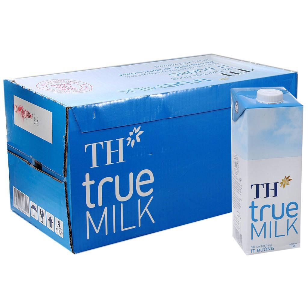 Thùng 12 hộp sữa tươi tiệt trùng Ít Đường TH True Milk 1L/ hộp