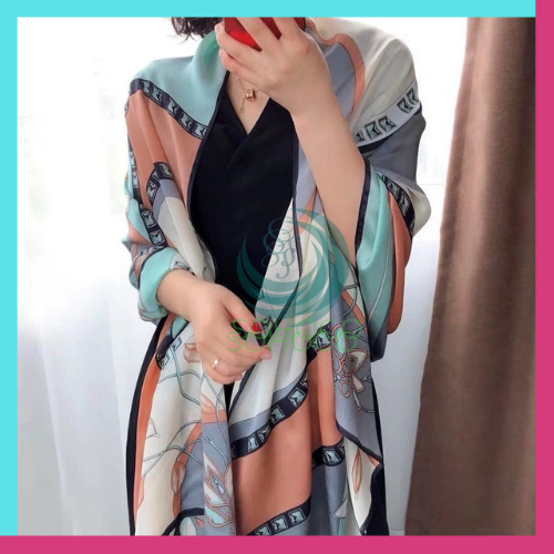 Khăn choàng cổ đi biển chất liệu silk họa tiết hoa loa kèn sang trọng 180x90cm-Qùa tặng cho phái đẹp