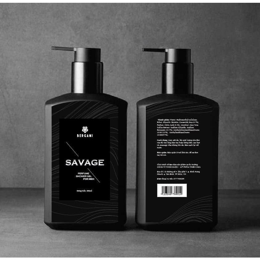 Sữa tắm hương nước hoa cho nam Bergami Savage - 330ml- Lưu hương cực lâu