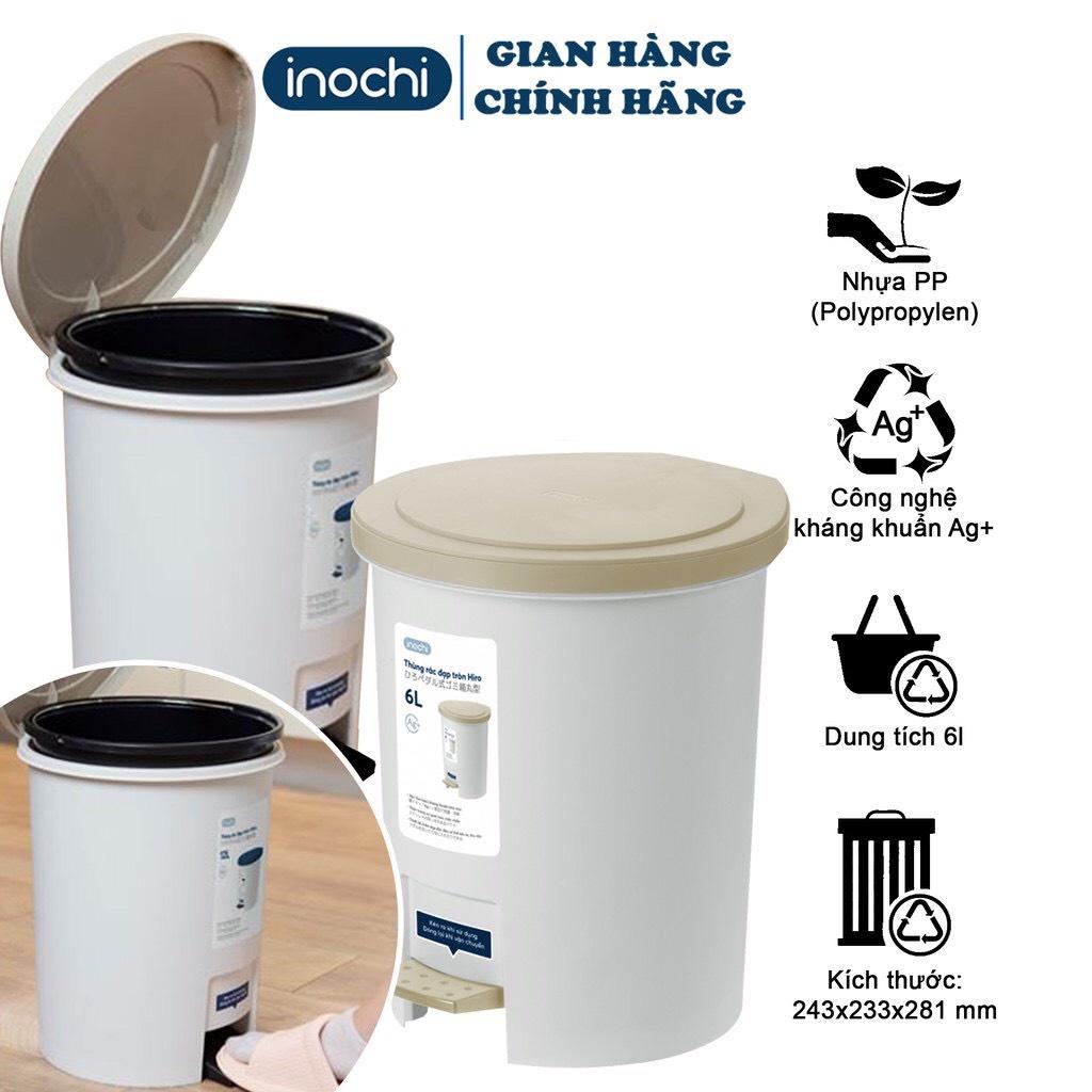 Thùng Rác Nhựa , Đạp Chân Nắp Tròn inochi 6L 12 Lít Sọt Rác Văn Phòng mini thông minh THRT6L