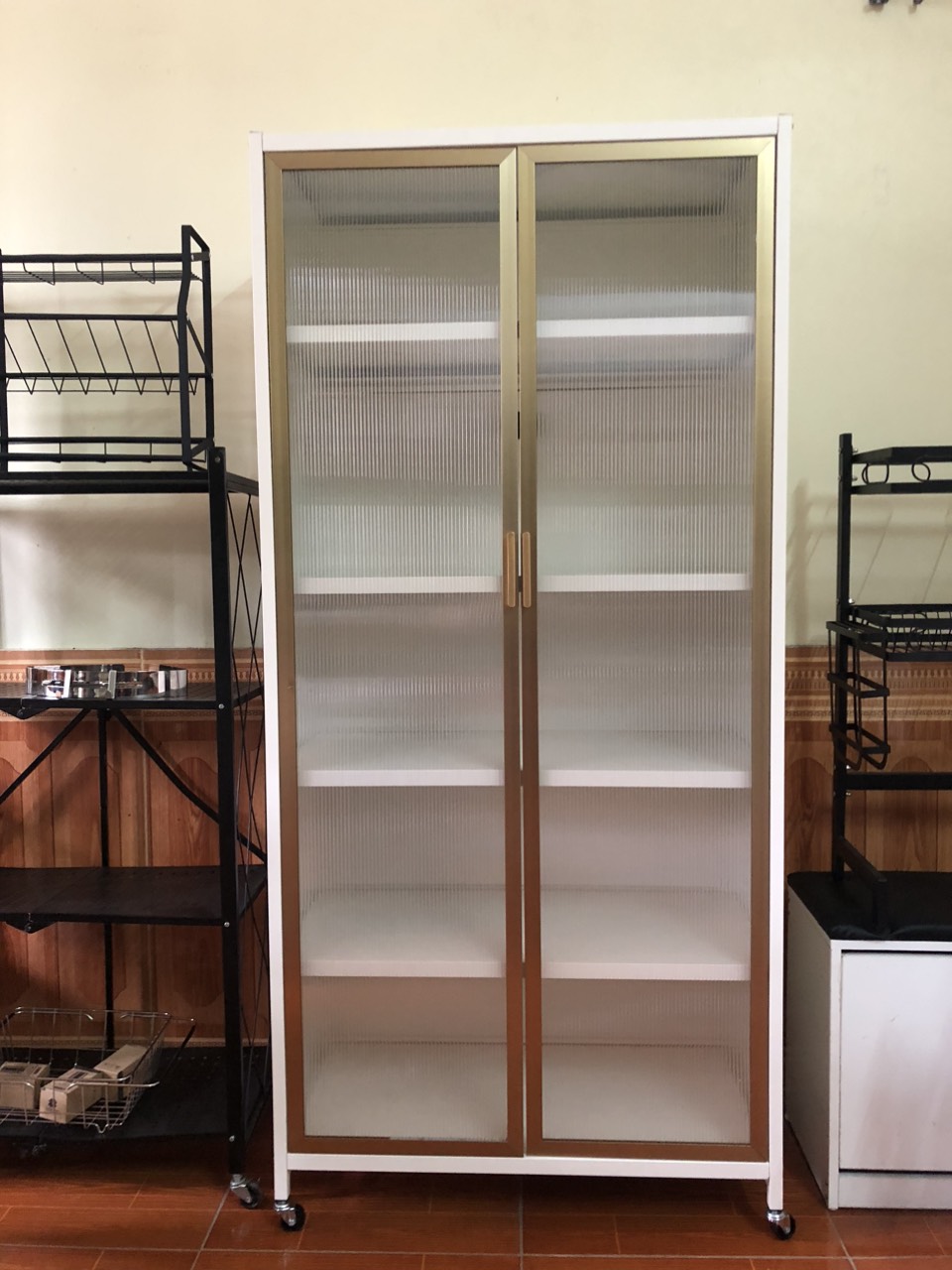 Tủ Đa Năng Để Đồ VANDO Có Nắp Đậy Kèm Bánh Xe Di Chuyển Tiện Lợi Chất Liệu Thép Cacbon Hàng Cao Cấp Kích Thước 6 Tầng 80cm