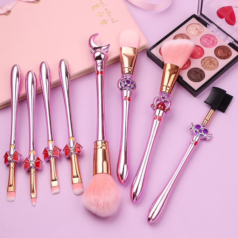 Mới 8 Cái Pro Cọ Trang Điểm Bộ & Bộ Dụng Cụ Moon Anime Mềm Tóc Blusher Che Khuyết Điểm Mắt Quỹ Cọ Môi mỹ Phẩm Dụng Cụ