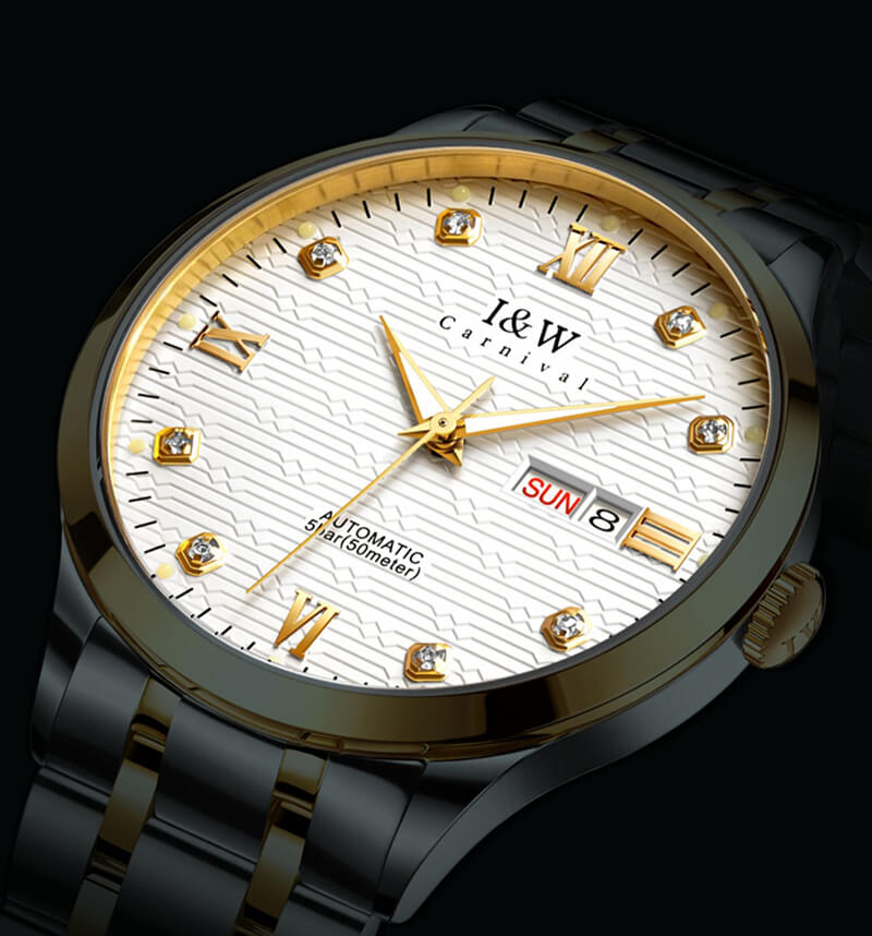 Đồng hồ nam chính hãng IW CARNIVAL IW651G-1 Kính sapphire ,chống xước ,Chống nước 50m ,Bảo hành 24 tháng,Máy cơ (Automatic),dây kim loại thép không gỉ 316L, thiết kế đơn giản dễ đeo