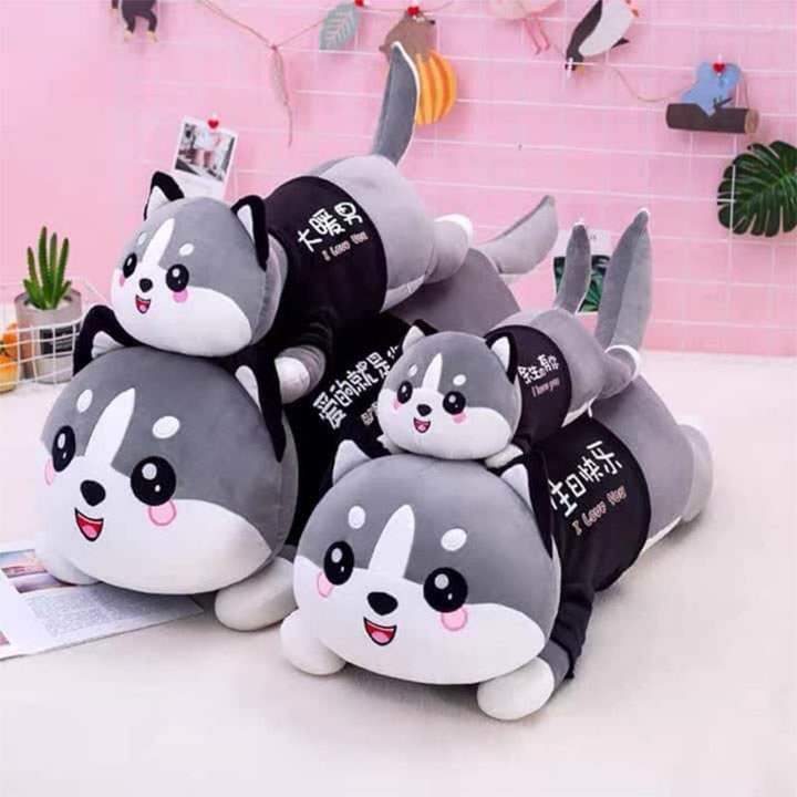 Gối ôm, Gấu bông mèo husky, Thú nhồi bông mèo husky đáng yêu siêu cute