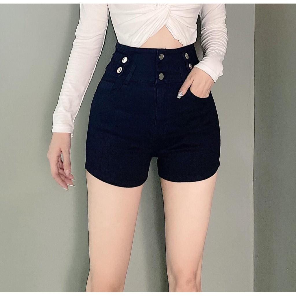 Quần đùi jean nữ Big Size lưng cao, co dãn mạnh, lưng đai kiểu 6 nút đang hot trend 3613 moli