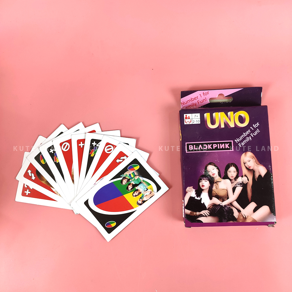 Bài Uno Black Pink Tim 108 lá giấy cứng Ivory cao cấp đồ chơi trẻ em thẻ bài Board Game Việt