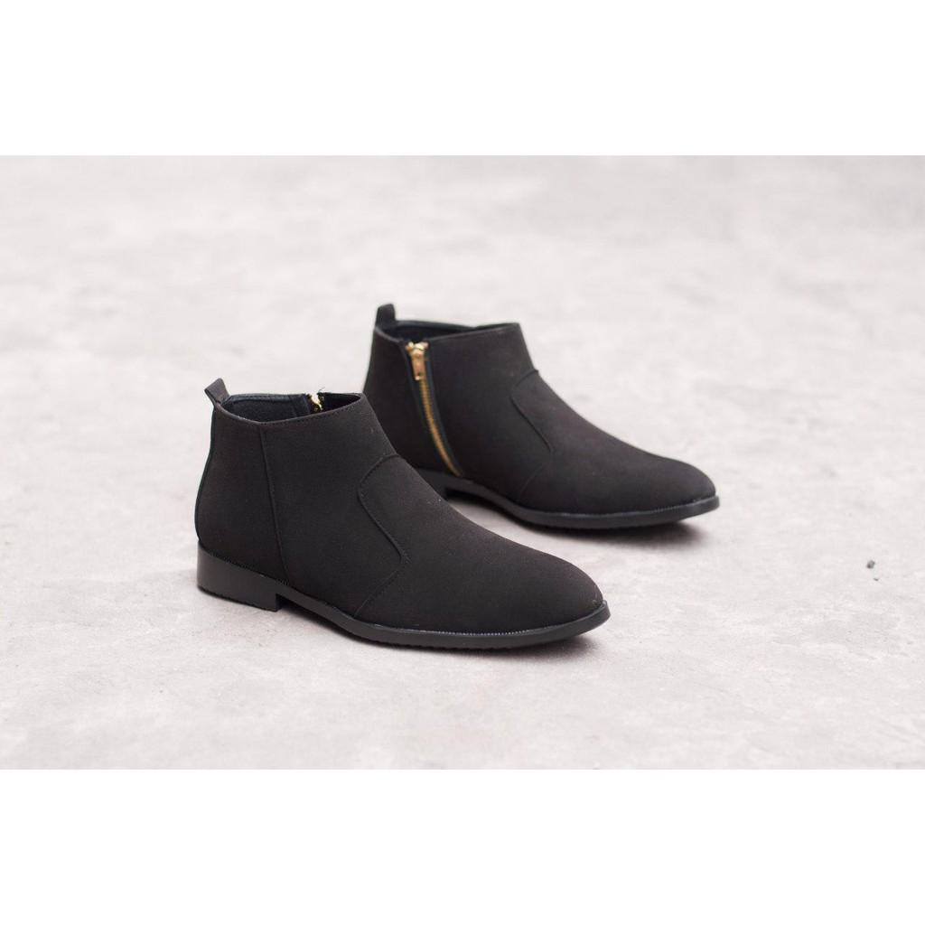 Giày Chelsea Boot Cổ Khóa Tiện Lợi Da Búc Đen Và Đế Được Khâu Chắc Chắn - CB521-bucdenkhoa