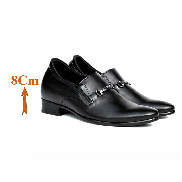 Giày Cao Nam T&TRA Tăng Cao 8Cm- S977 Đen Trơn- Chất Liệu Da Bò Cao Cấp, Đế Cao Su Ghép, Phần Tăng Cao Ẩn Bên Trong