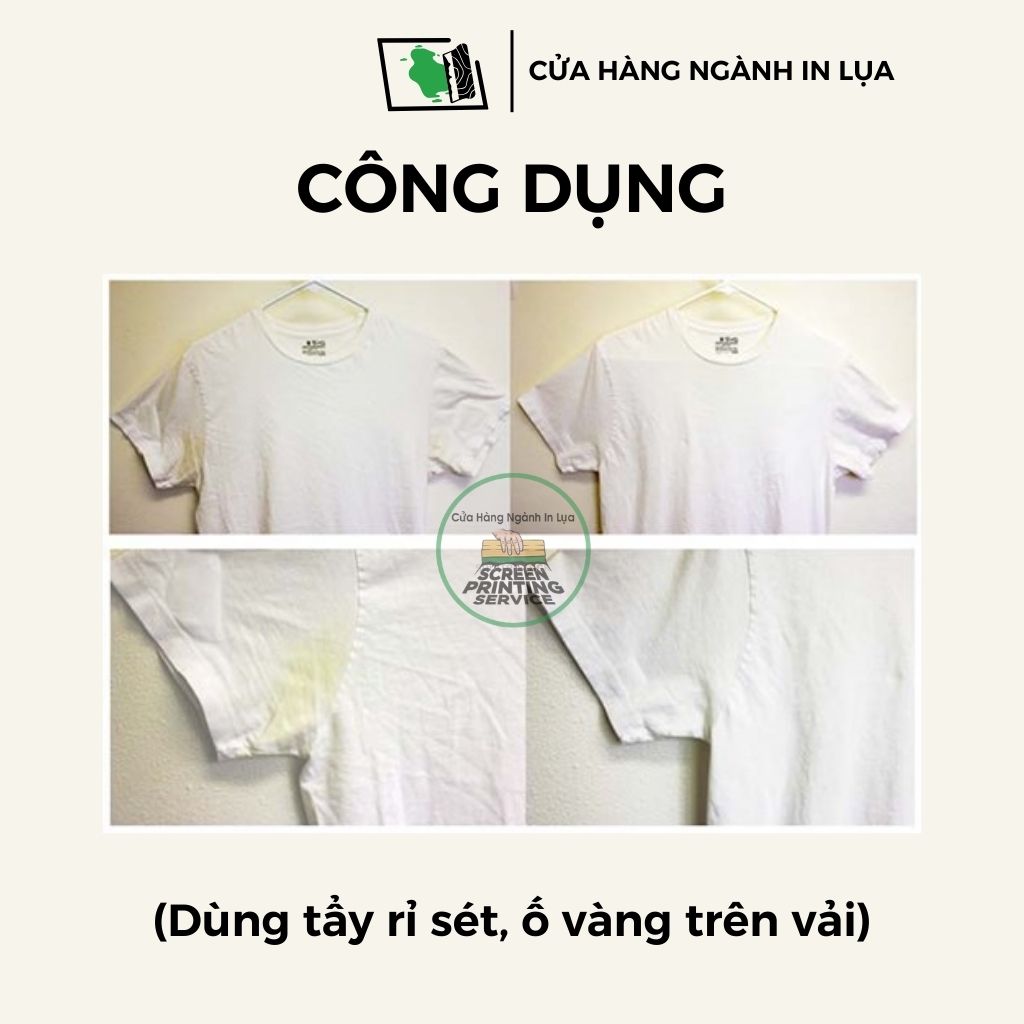 Bột Oxalic tẩy vết dầu, rỉ sét, ố vàng trên vải, tẩy keo chụp bản