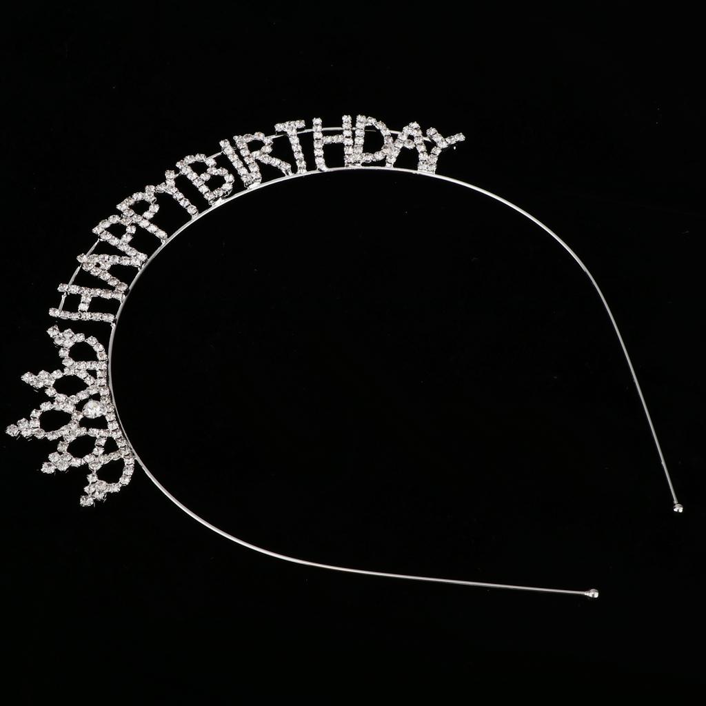 Happy Birthday Tiara Crystal Rhinestone Crown Hair Jewelry Accessories