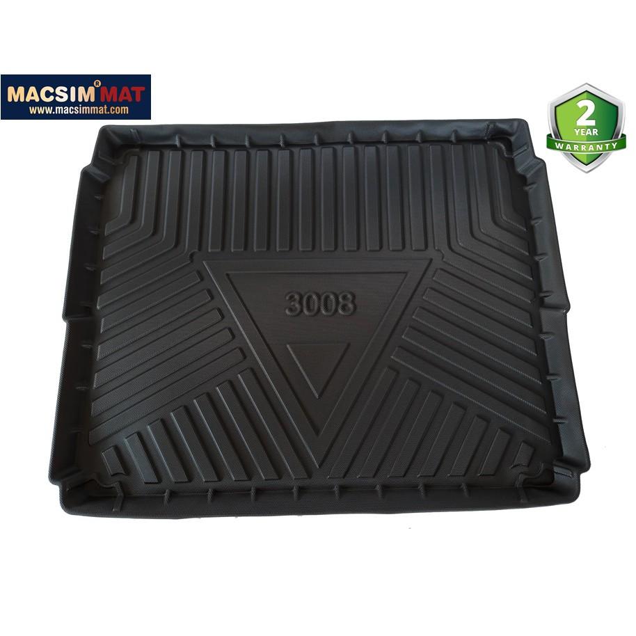 Thảm lót cốp xe ô tô Peugeot 3008 2013-nay nhãn hiệu Macsim chất liệu TPV cao cấp màu đen