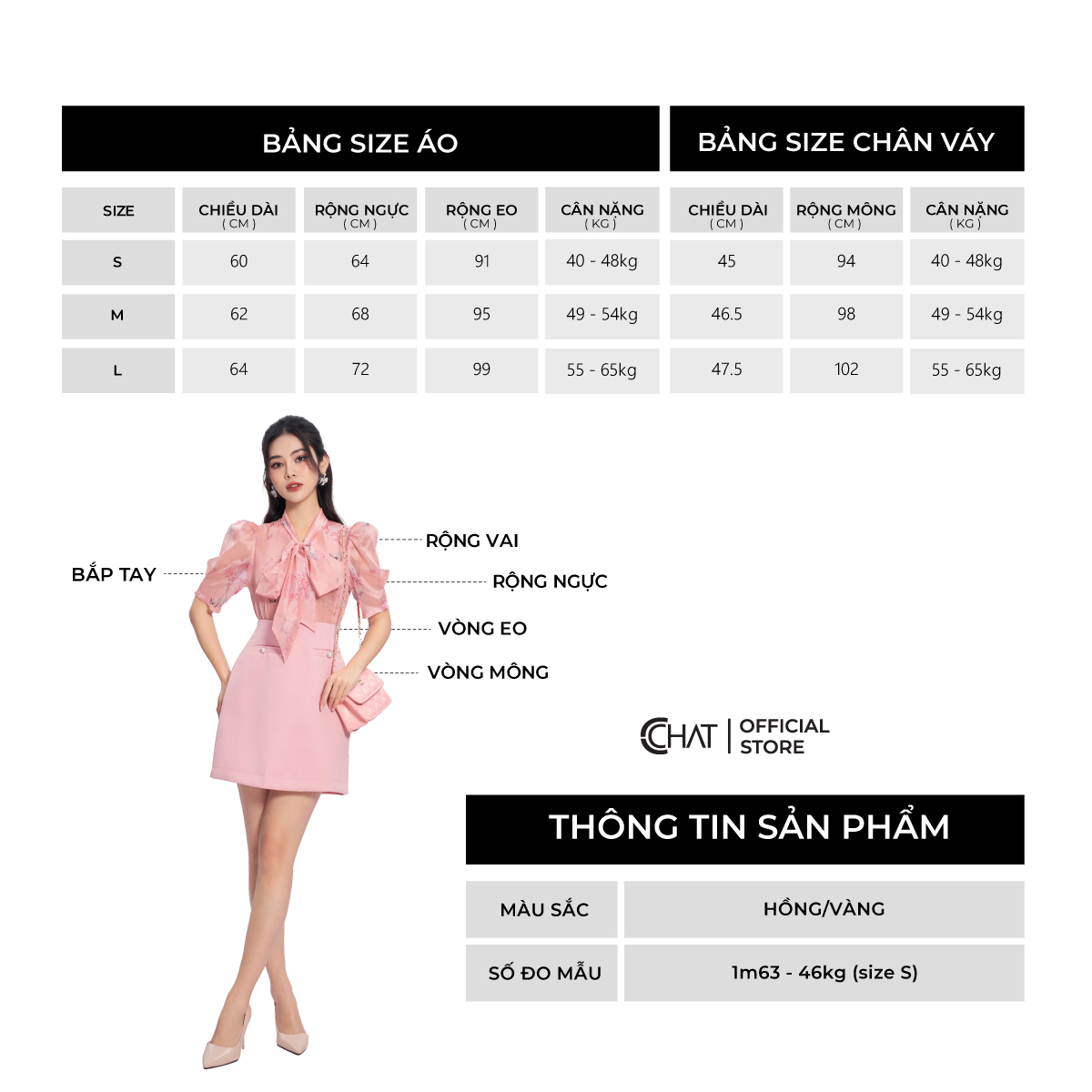 Set Đồ Nữ  Bộ Sơ Mi Họa Tiết Nơ Chân Váy A Chất Voan Cao Cấp 53BNV8002AT