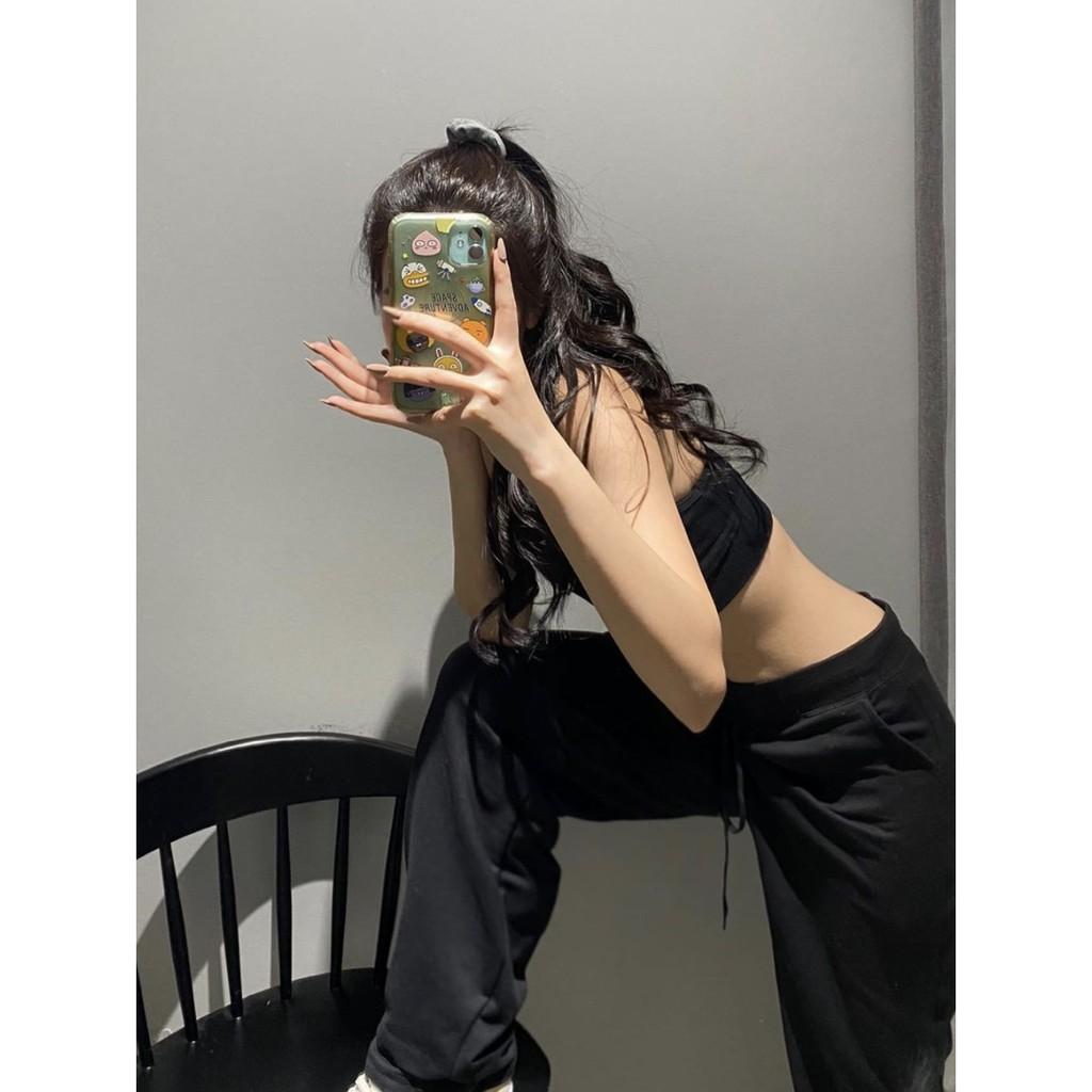 Quần thun ống suông đen xám Barbie Pants