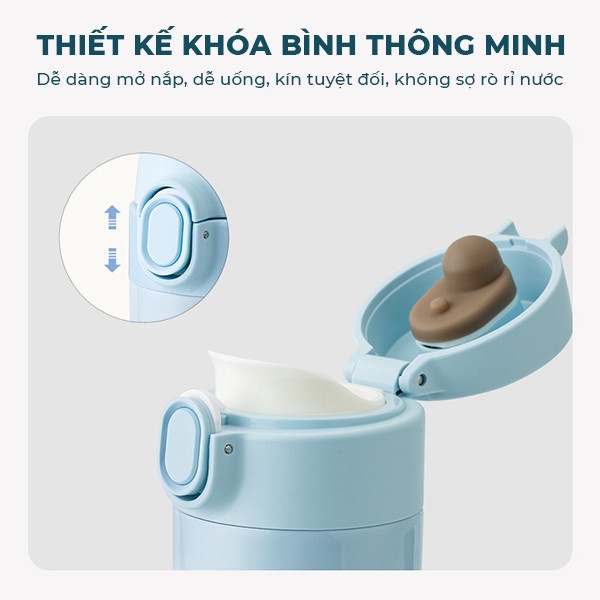 [Tặng Sticker] Bình Giữ Nhiệt Nước Nóng Mini Dung Tích 450ml, Giữ Nhiệt Liên Tục 6 Tiếng, Bình Nước Nhỏ Gọn Đẹp Mắt