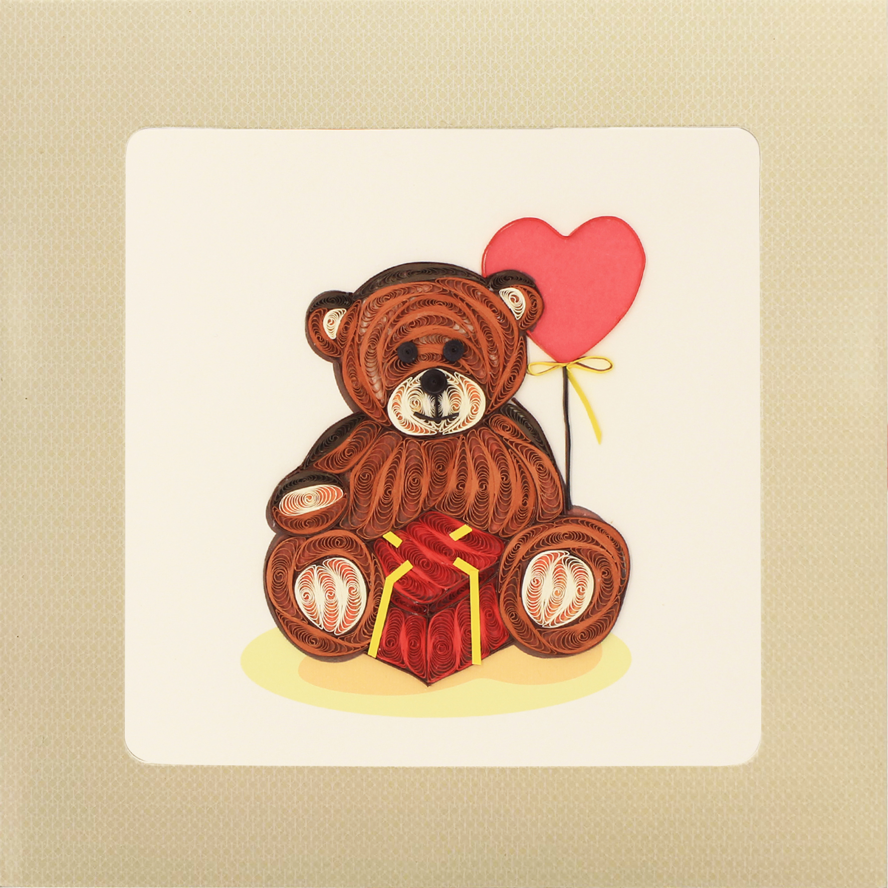 Thiệp Handmade - Thiệp Gấu tình yêu nghệ thuật giấy xoắn (Quilling Card) - Tặng Kèm Khung Giấy Để Bàn - Thiệp chúc mừng sinh nhật, kỷ niệm, tình yêu, cảm ơn...