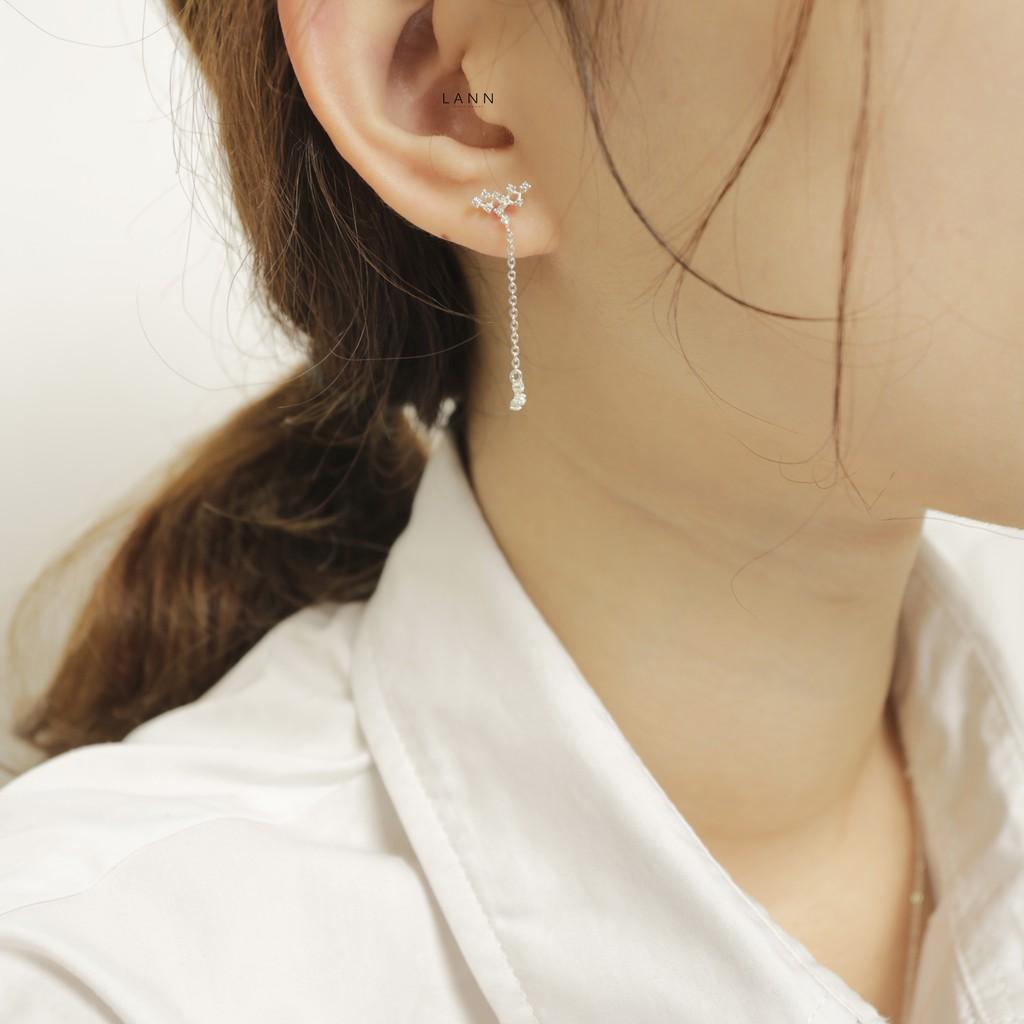 Khuyên Chòm Sao Dây Xích Nối Đá Trắng S925 LANN