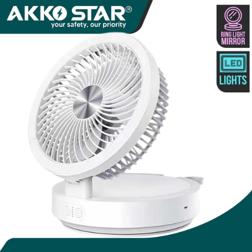 QUẠT ĐỂ BÀN PIN CÓ LED  53920 AKKO STAR   - HÀNG CHÍNH HÃNG