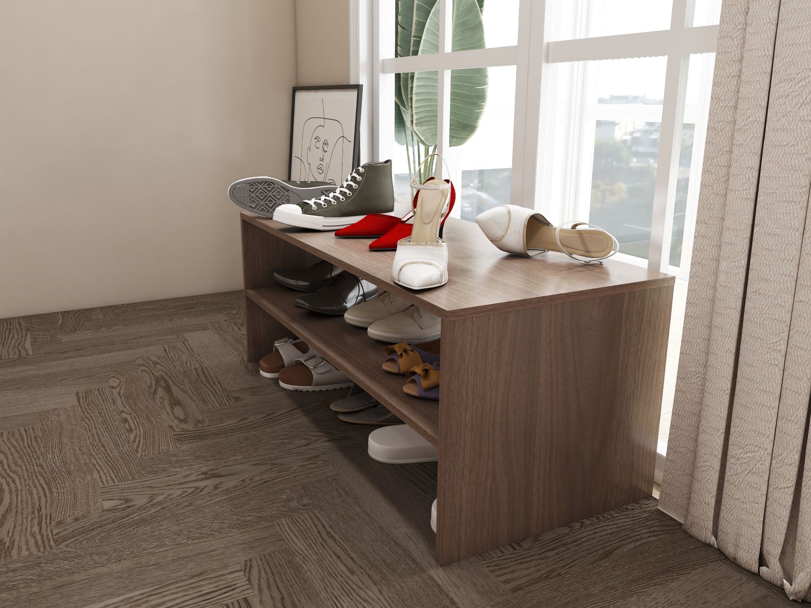 KỆ ĐỰNG GIÀY DÉP GỖ AN CƯỜNG ĐÁNH BÓNG PHỦ MELAMINE CHỐNG ẨM, CHỐNG TRẦY XƯỚC DẠNG 2 TẦNG - 3703 - NỘI THẤT JY