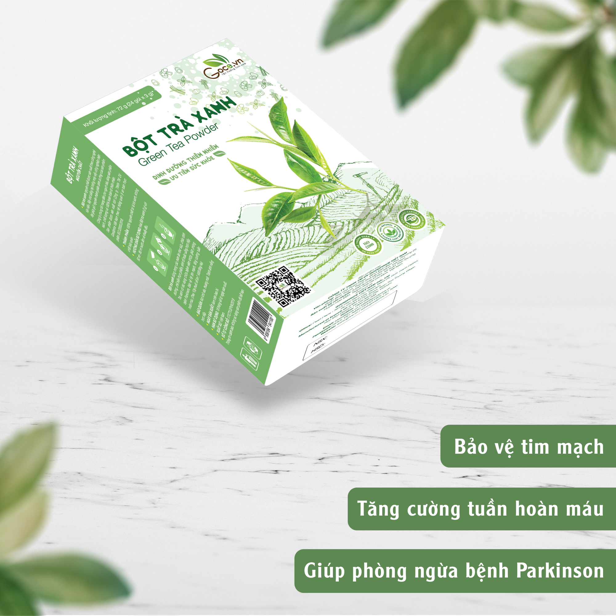 Bột trà xanh nguyên chất Goce - 72g (24 gói x 3g)