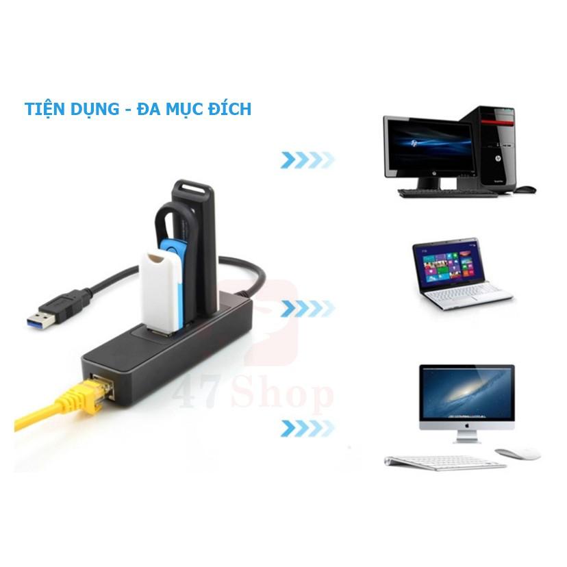USB HUB 1 Ra 3 Cổng USB 3.0 Kèm 1 Cổng LAN 10/100/1000 Mbps - Tương thích Mibox, MAC OS