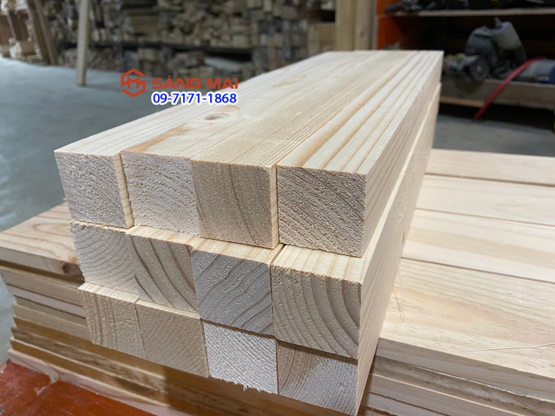 [MS101] Thanh gỗ thông vuông 5cm x 5cm x dài 50cm + láng mịn 4 mặt