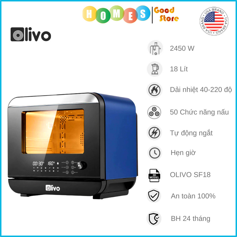 Nồi Chiên Hơi Nước Olivo SF16 Pro Thương Hiệu Mỹ Cao Cấp Gồm 56 Chức Năng Làm Bít Tết Hấp Nướng Hâm Nóng Đa Năng Dung Tích 16 Lít Công Suất 2800 W - Hàng Chính Hãng