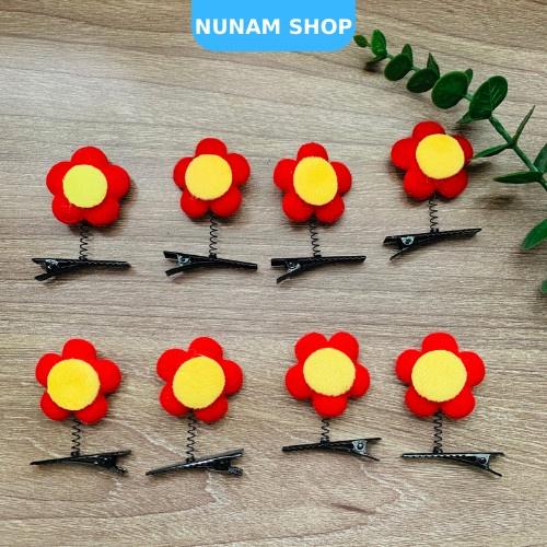 Kẹp tóc lò xo bông hoa đỏ chất ni chần bông xinh xắn Nunam shop