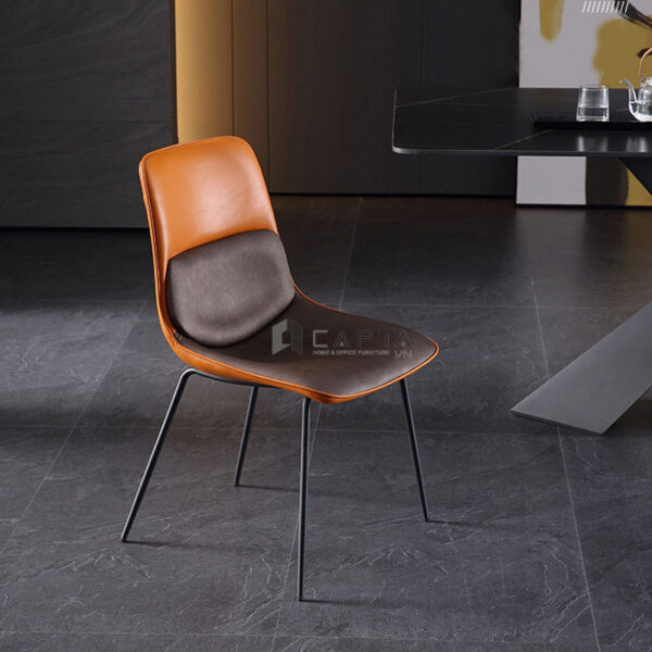 Ghế phòng ăn nệm da simili chân sắt sơn tĩnh điện nhỏ gọn hiện đại Ghế cafe tiếp khách có nệm nhập khẩu LUX31A-P tại HCM