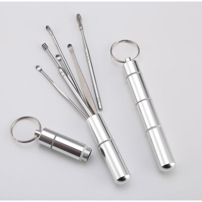 Bộ Dụng Cụ Vệ Sinh Tai 6 Món, Lấy Ráy Tai Cao Cấp Bằng Thép Không Gỉ Cho Gia Đình