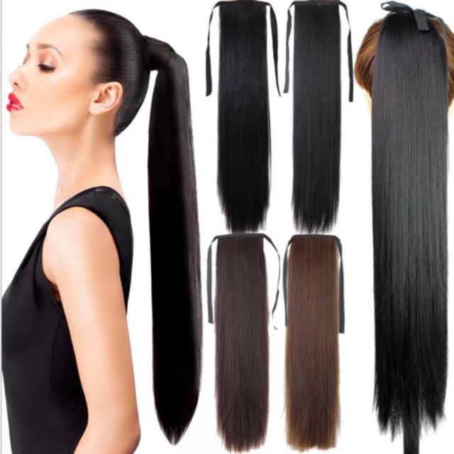 BUỘC TÓC GIẢ THẲNG 4 MÀU DÀI 45,55,65,70CM CÓ SẴN