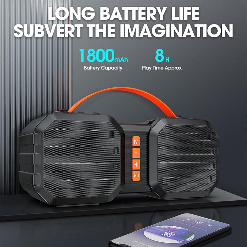 Vtin loa ngoài trời di động loa không dây bluetooth 5.0 loa nặng bass hifi loa lớn không thấm nước 10W loa siêu trầm: màu đen