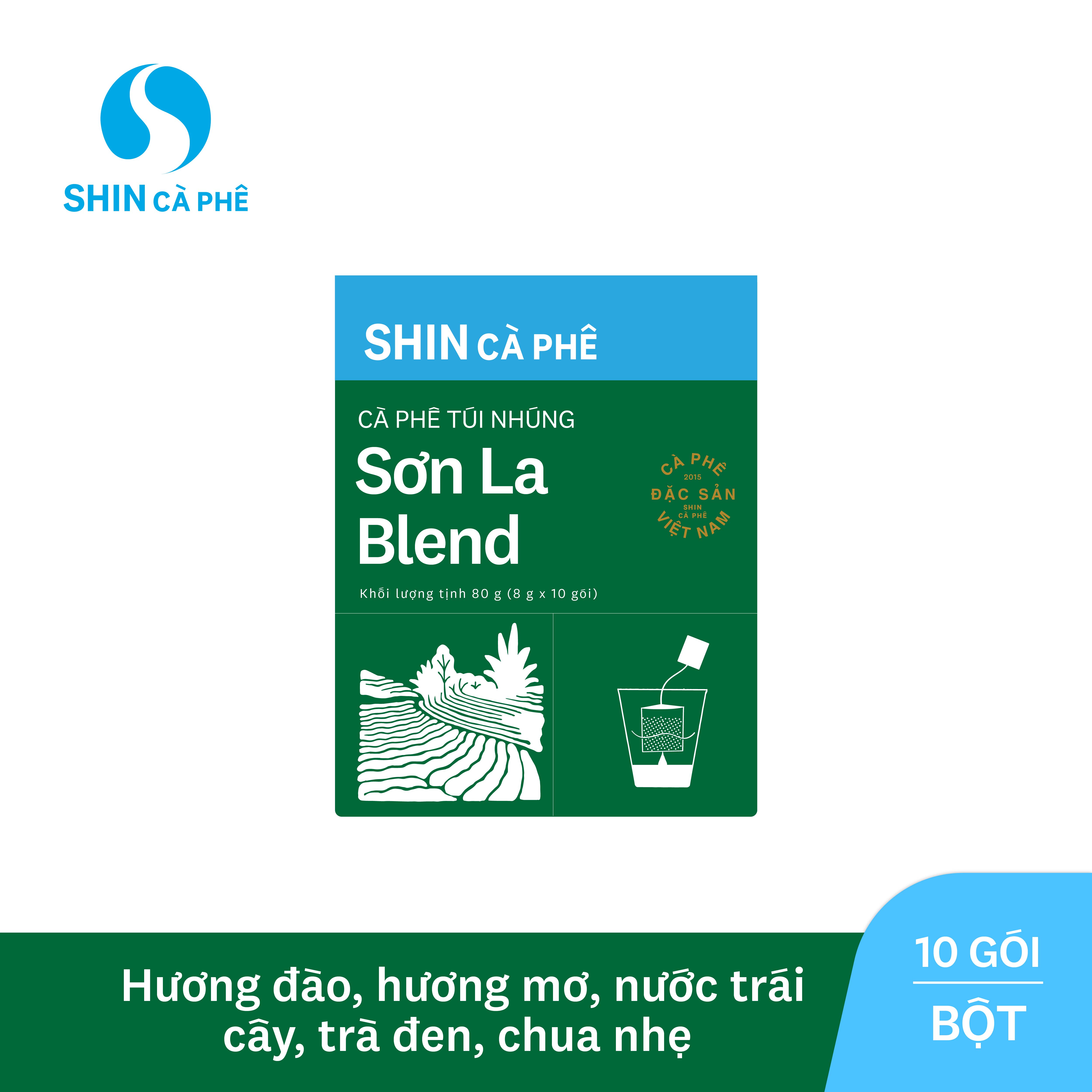 SHIN Cà Phê - Cà phê túi nhúng đặc sản Sơn La Blend hộp 10 gói