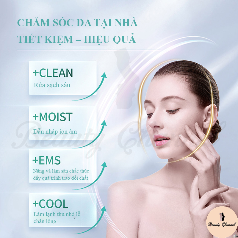 Máy Massage Mặt Chăm Sóc Làm Đẹp Da Nóng - Lạnh - EMS - Dưỡng Ẩm Giúp Da Săn Chắc - Mịn Màng - Thu Nhỏ Lỗ Chân Lông Kèm Máy Massage Mắt Giảm Mỏi Mắt Giảm Quầng Thâm