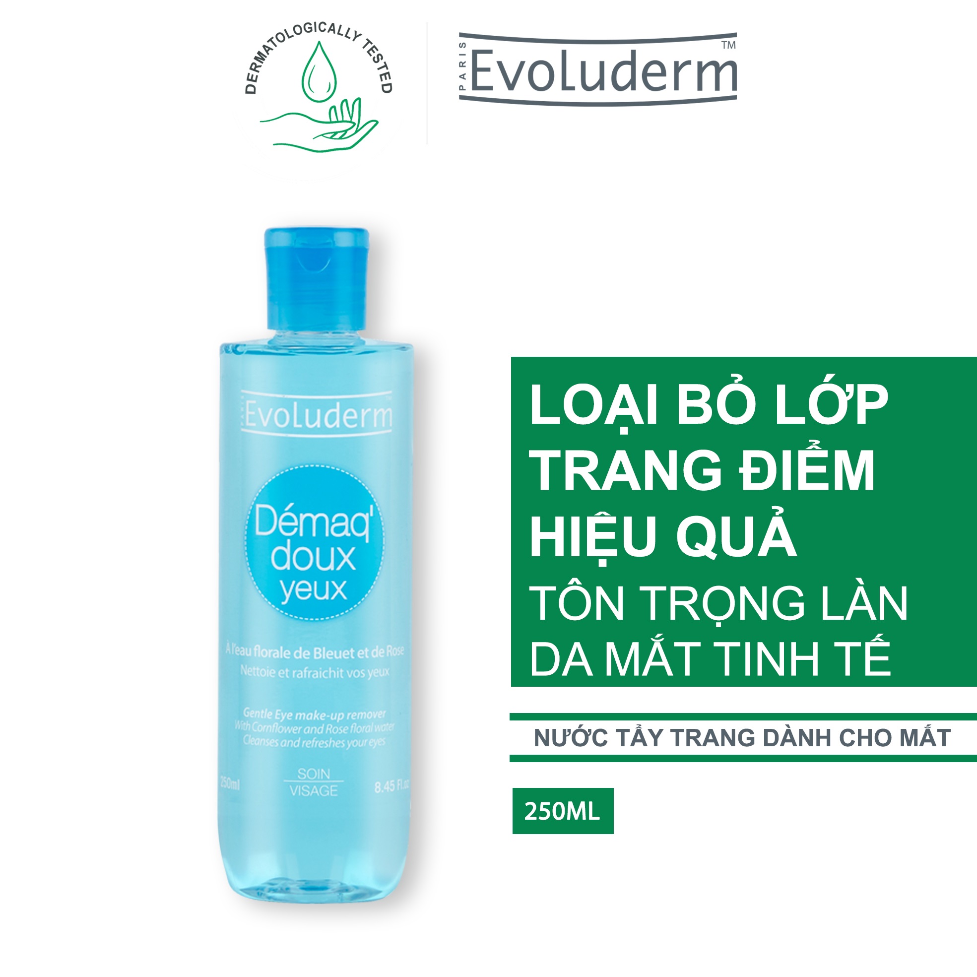 Tẩy trang dịu nhẹ cho mắt Evoluderm 250ml - 3035