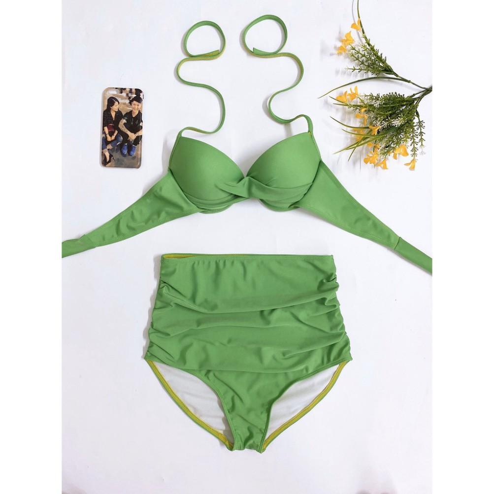 freeship Áo bơi Bikini hai mảnh xanh lá siêu đẹp mặc đi biển đi bơi ( 100% như hình)