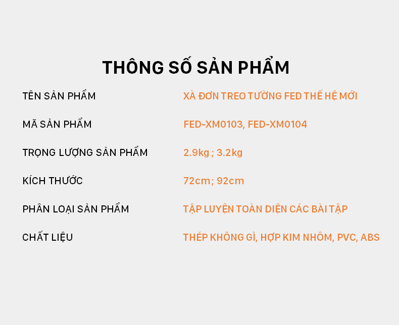 Xà Đơn Treo Tường Thế Hệ Mới FED-XM0103 – Hàng Chính Hãng