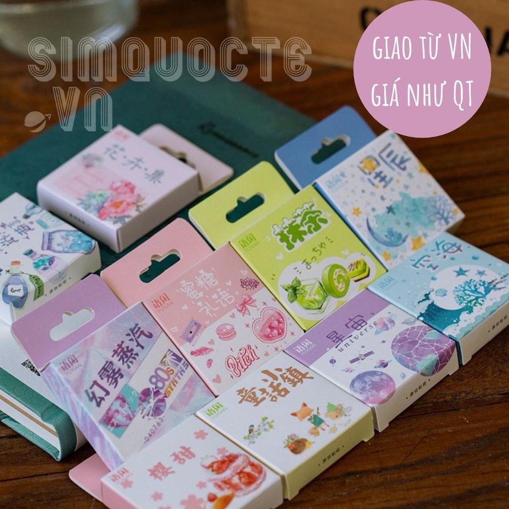 Hộp 50 Nhãn dán sticker nhiều chủ đề khác nhau (Lọ ước, kỳ lân, rừng, dâu hồng,....) trang trí sổ tay ST92