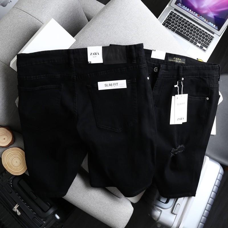 Quần short jean nam đen size đại co giãn