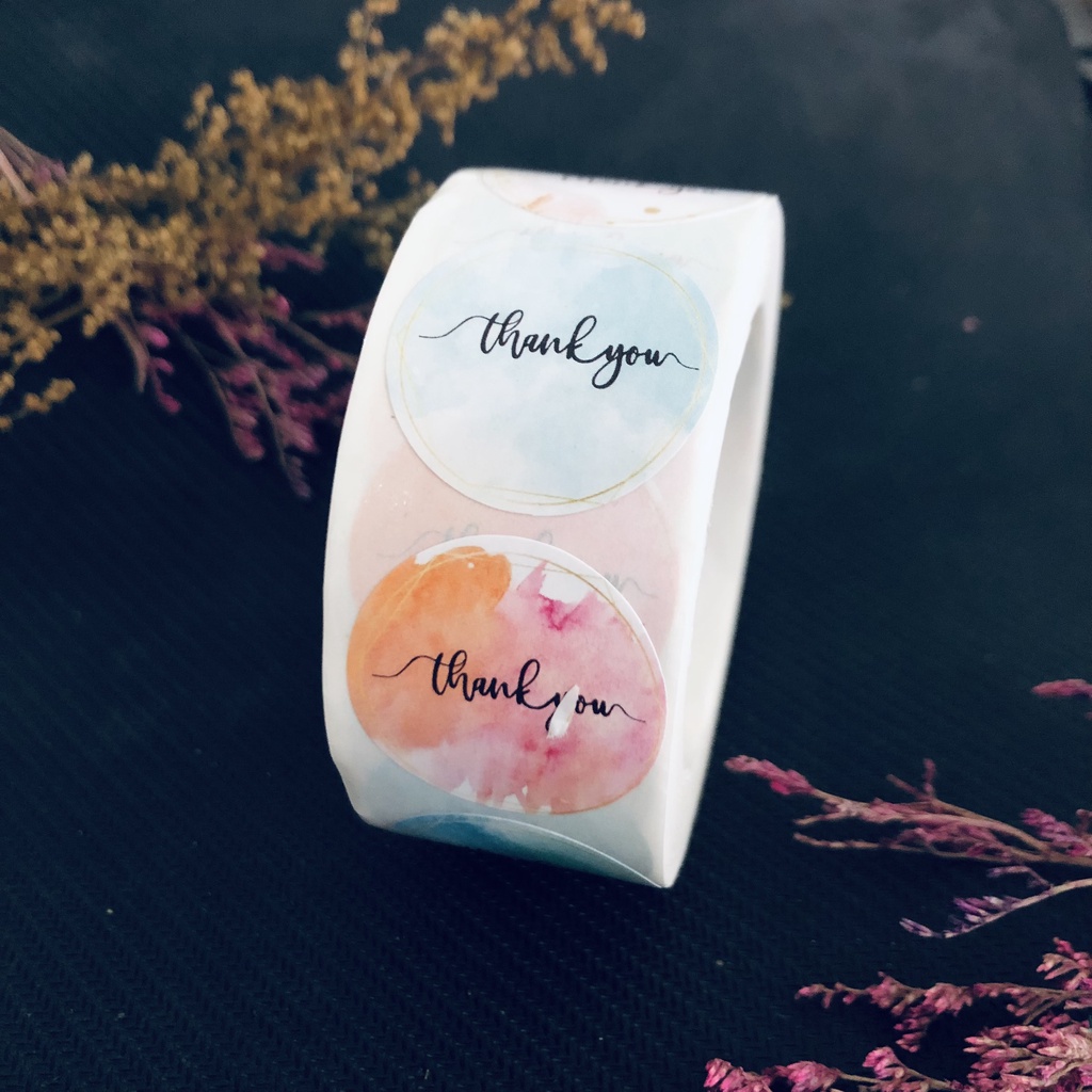 5 Tem Thank you nhỏ đường kính 2.5 cm hoạ tiết ngẫu nhiên