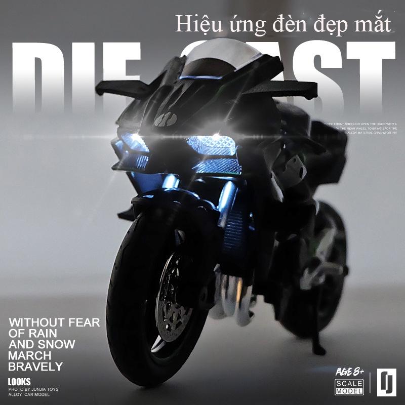Mô hình xe mô tô Kawasaki Ninja H2R bằng hợp kim nguyên khối có nhạc và đèn tỷ lệ 1:12