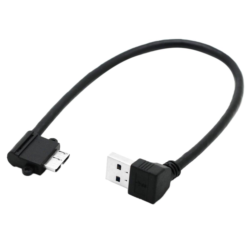 25cm USB 3.0 A Male to Micro B Male 10 Pin 90 Degree Down Angle Short Cable