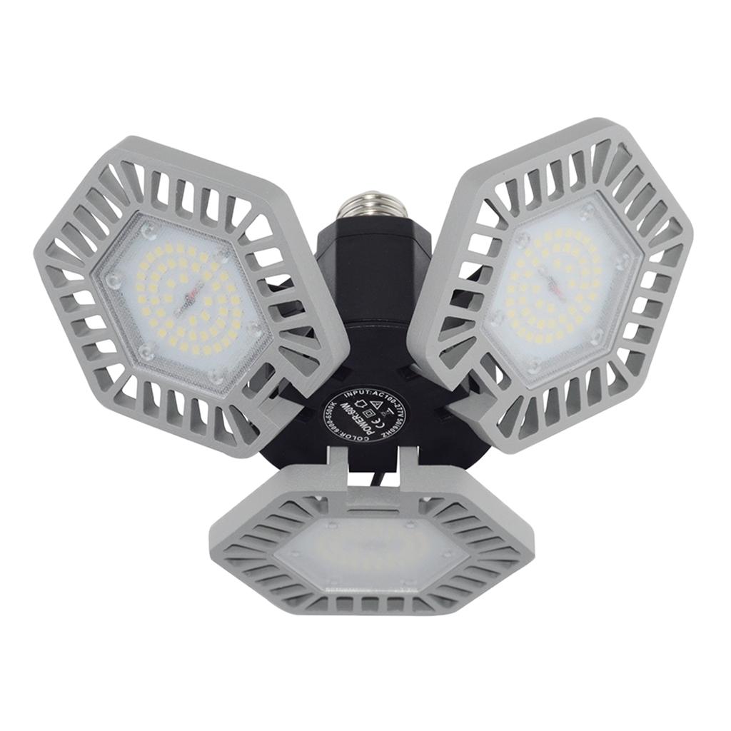 Folding Deformable LED Garage Lights Bulb E27, Shop Light 6500K Daylight Adjustable