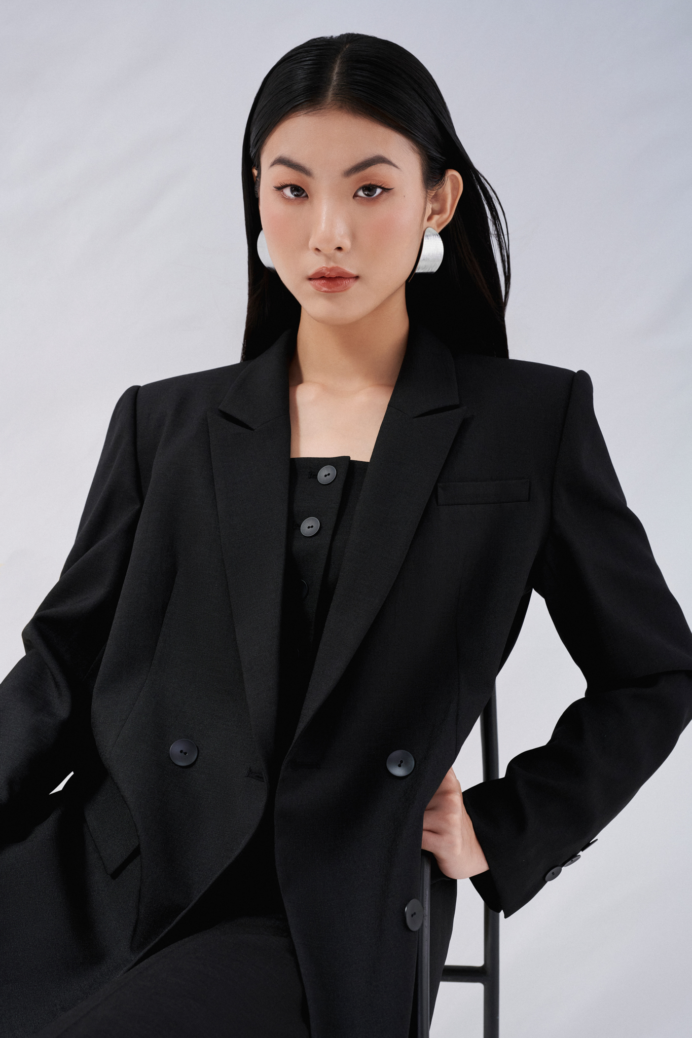 Áo blazer cổ 2 ve Sadie thiết kế cao cấp WHITE CHIC