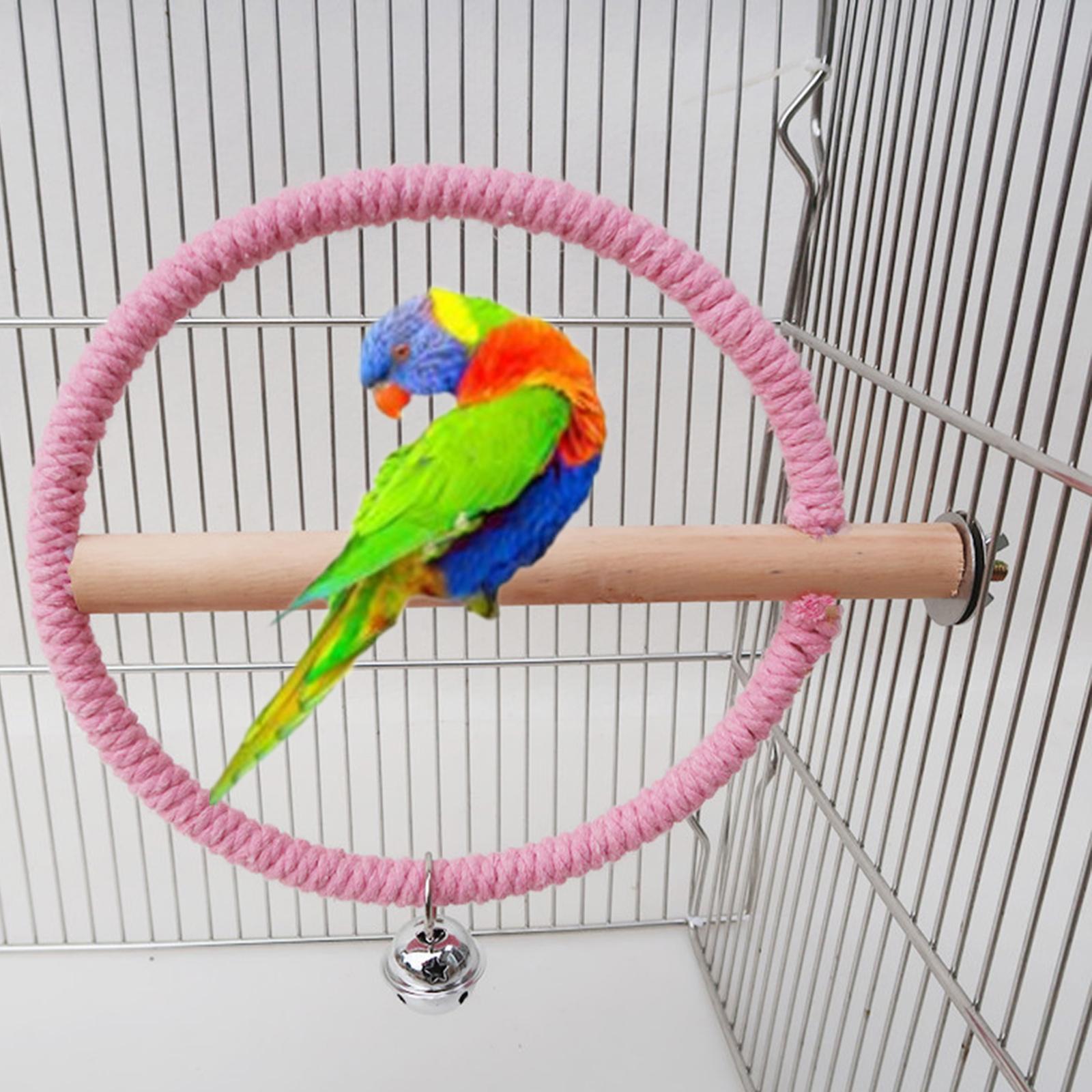 Playground Natural Wooden Bird Parrot Swing Stand Cage Training Toy
