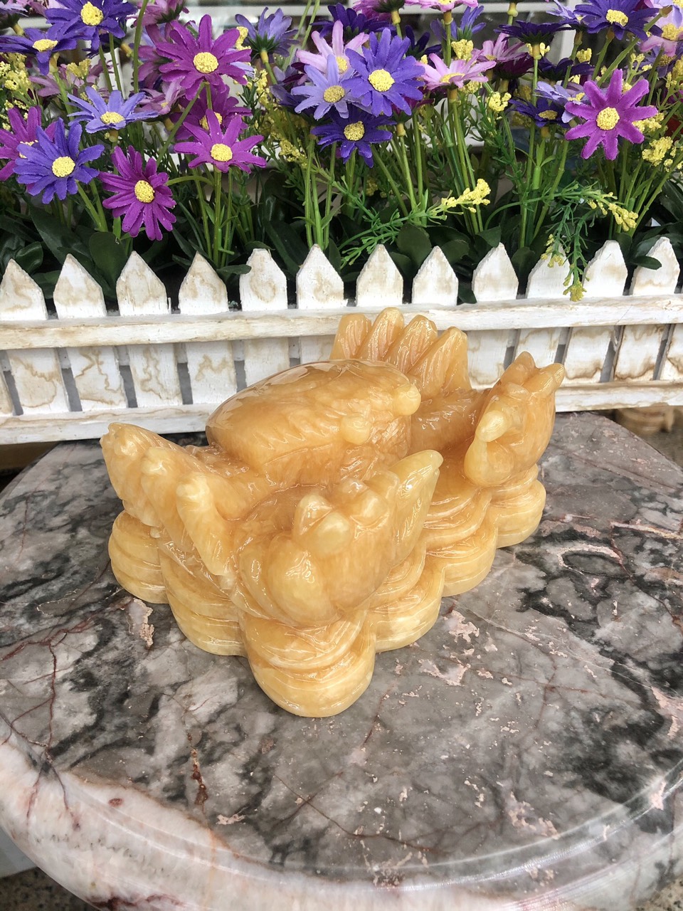 Tượng Cua phong thủy đá ngọc hoàng long đặt bàn làm việc - Dài 15 cm