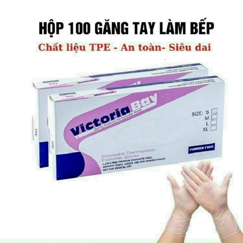 Găng Tay Nhà Bếp Dùng 1 Lần Victoria Chất Liệu TPE Mềm Dẻo Chống Nhăn Siêu Dai Trong Suốt