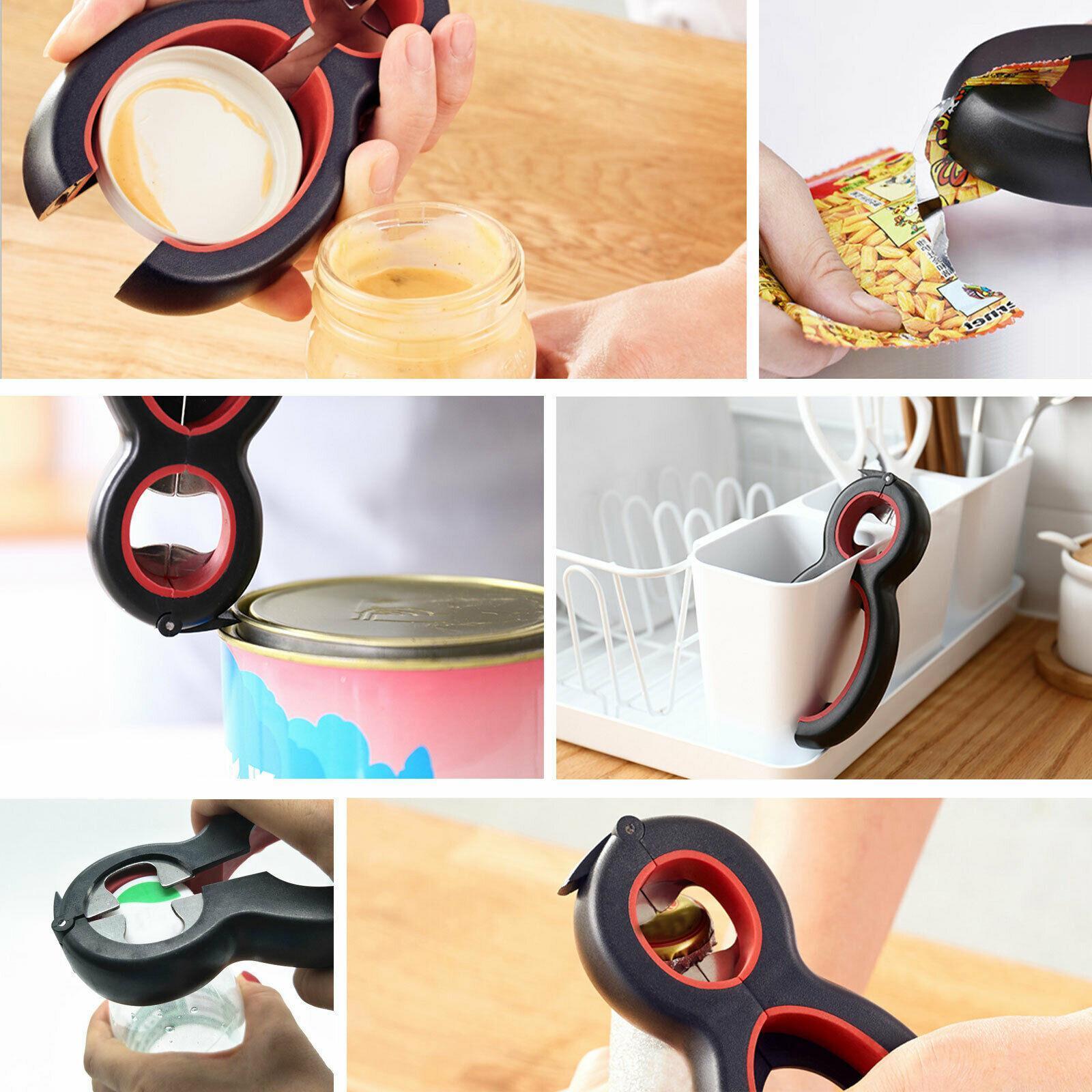 6 in 1 Multi Opener Bottle Cans Opener Kitchen Jar Twist Off  Lid Tool